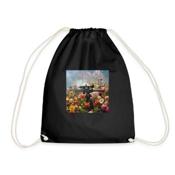 Flower Power - Turnbeutel - Schwarz - Vorne