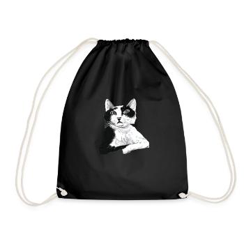 Katze chat bande dessinée Kunst Meow Miau - Sac de sport léger - noir - Devant