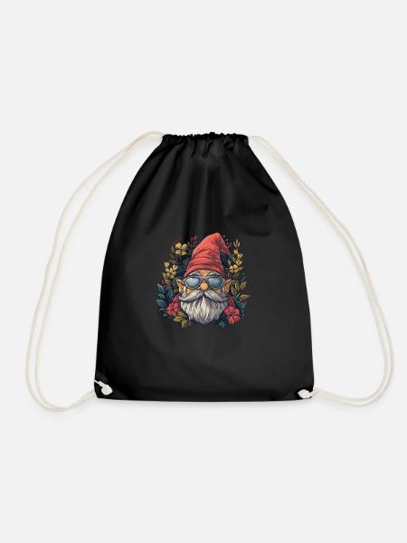 Lustiger Gartenzwerg mit Sonnenbrille - Turnbeutel - Schwarz