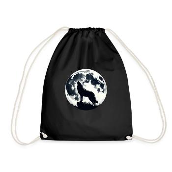 Loup hurlant au clair de lune - Sac de sport léger - noir - Devant