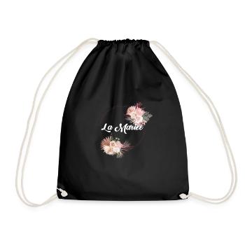 The Floral Bride - Bachelorette Party Gift Idea - Drawstring Bag - black - Front