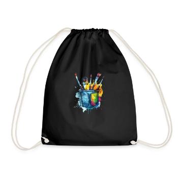 Pinsel Tasche Farbenfrohes Schaffen - Turnbeutel - Schwarz - Vorne