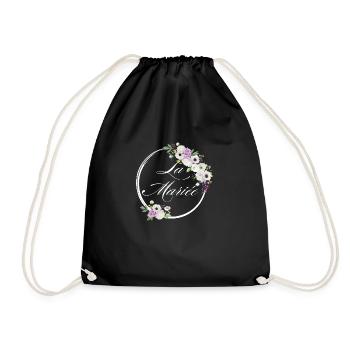 The Purple Floral Bride - Bride Gift Idea - Drawstring Bag - black - Front