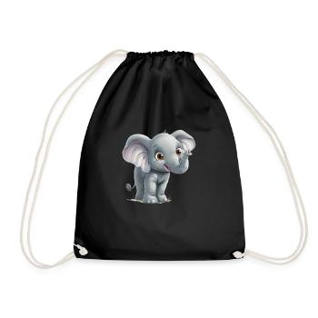 Little Funny Elephant - Drawstring Bag - black - Front