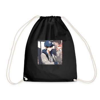 Geek boy anime - Drawstring Bag - black - Front