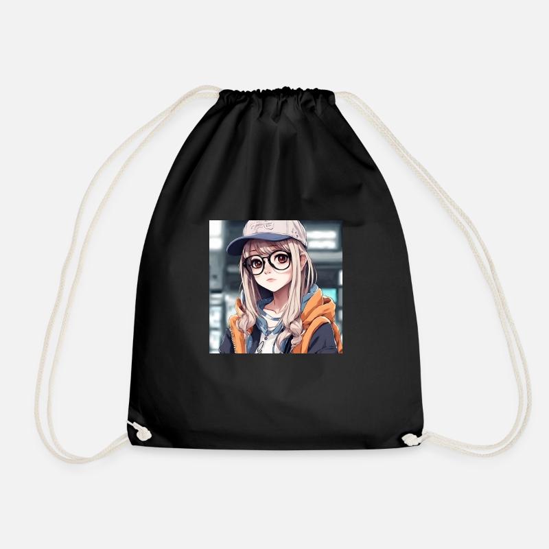 Anime-Geek-Mädchen - Turnbeutel - Schwarz