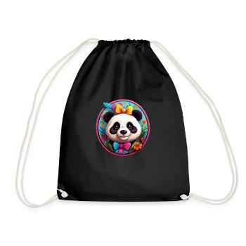 Panda - Turnbeutel - Schwarz - Vorne