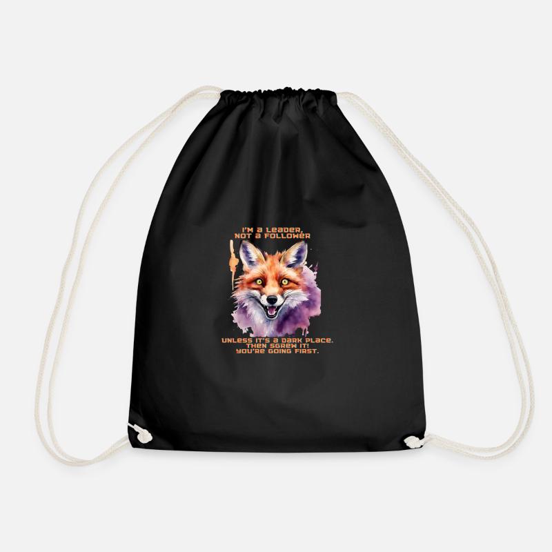Sarcastic fox - Drawstring Bag - black