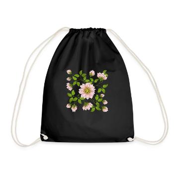 Flowers - Drawstring Bag - black - Front