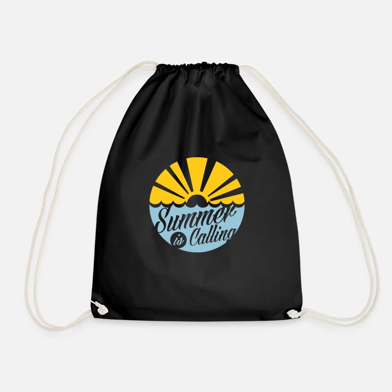 summer is calling white - Drawstring Bag - black