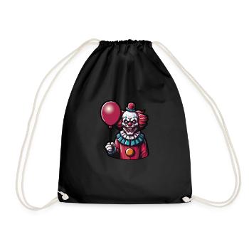Creepy clown with red hairholding a Red Balloon - Drawstring Bag - black - Front