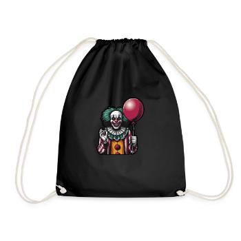 Clown de dessin animé effrayant avec un cheveux roux, sourire effrayant - Sac de sport léger - noir - Devant