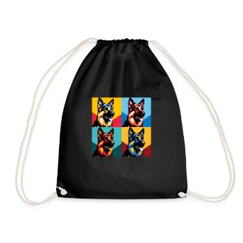 Pop German Shepherd Dog Portrait - Pet Portrait - Drawstring Bag - black - Front