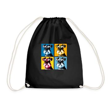 Pop Miniature Schnauzer Dog Portrait - Pet Portrai - Drawstring Bag - black - Front