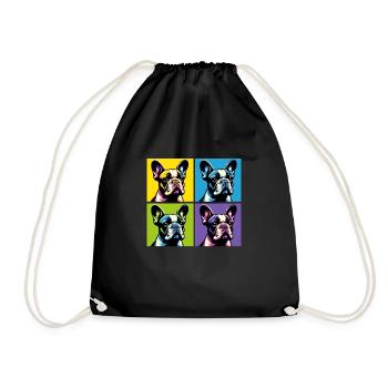 Pop French Bulldog Dog Portrait - Pet Portrait - Drawstring Bag - black - Front