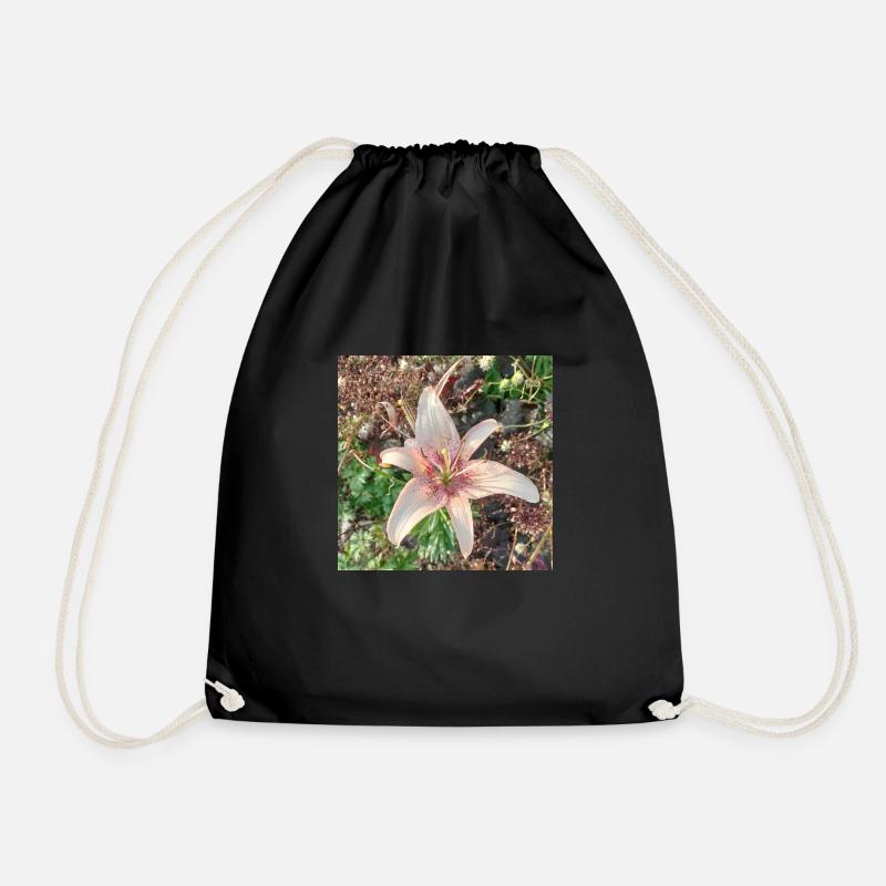 LIGHT ROSE LILY - Drawstring Bag - black