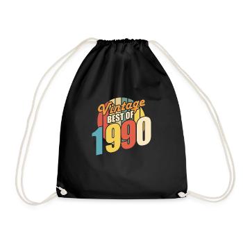 Jahrgang 1990er Best of 1990 - Annif 34 Jahre - Turnbeutel - Schwarz - Vorne