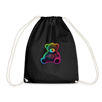 Hab dich Lieb Bär,Neon Teddy - Turnbeutel - Schwarz - Vorne