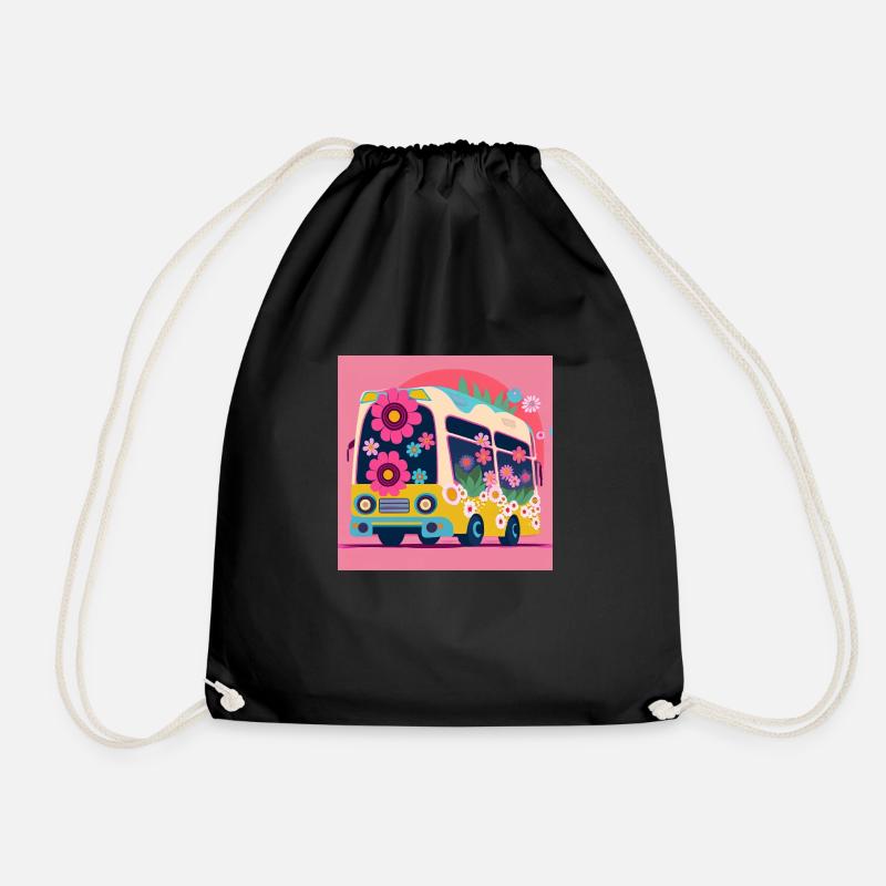 School bus pink - Drawstring Bag - black