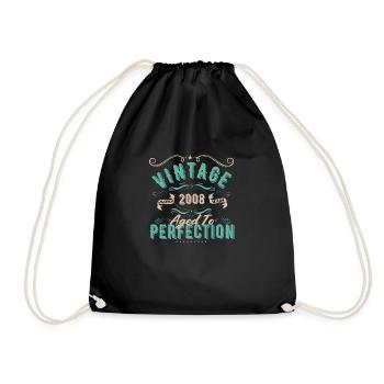Vintage 2008 - 2008 Birthday Gift - Drawstring Bag - black - Front