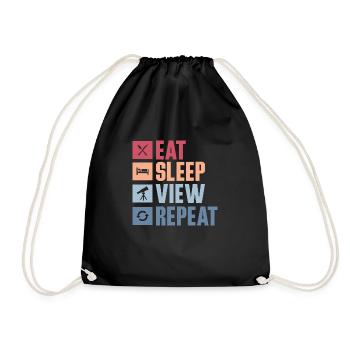 Eat Sleep View Repeat Stargazer Telescope Astronomer - Drawstring Bag - black - Front