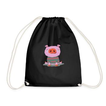 Bébé cochon - Sac de sport léger - noir - Devant