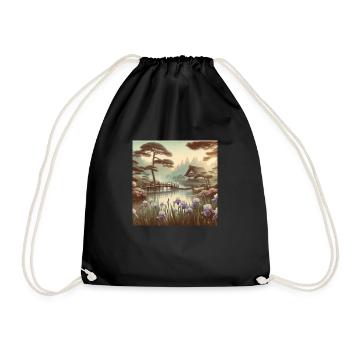 Japon Vintage Jardin Étang Fleurs d’Iris - Sac de sport léger - noir - Devant