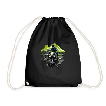 Motorcycel Cross Mountain Vacation Summer Mount - Drawstring Bag - black - Front