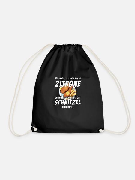 Schnitzel und Zitrone - Turnbeutel - Schwarz