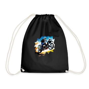 Flying motorcycle - Drawstring Bag - black - Front
