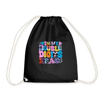 In My Double Digits Era Funny 10th Birthday Girl - Drawstring Bag - black - Front