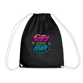 slogan illustration style art vector fashion graphics - Drawstring Bag - black - Front