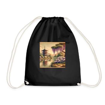 Japan Vintage Pagode - Turnbeutel - Schwarz - Vorne