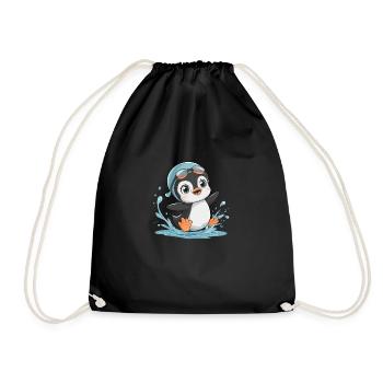 Penguin Fun: Spaß im Wasser! - Turnbeutel - Schwarz - Vorne