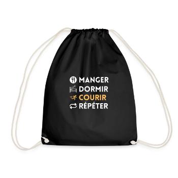 Manger, dormir, courir, répéter - Sac de sport léger - noir - Devant