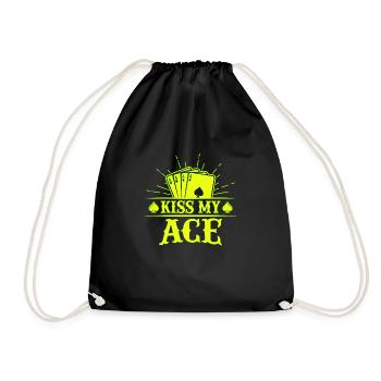 Kiss My Ace jeu de poker jeu de cartes casino club jouer - Sac de sport léger - noir - Devant