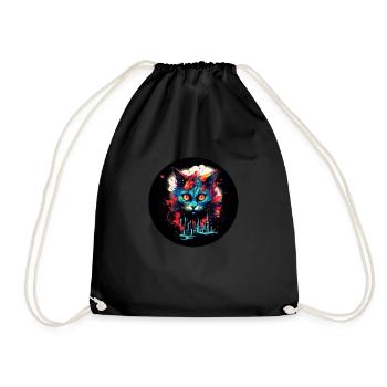 Un chat rêve de la grande ville - Sac de sport léger - noir - Devant