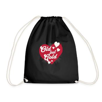 Old but Gold with a red heart for the dearest - Drawstring Bag - black - Front