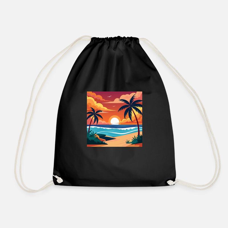 Sommerliches Strandbild - Turnbeutel - Schwarz