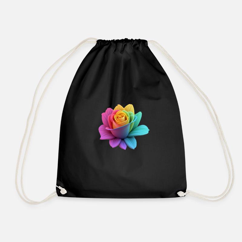 Regenbogen-Rose - Turnbeutel - Schwarz