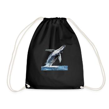A majestic spectacle of a humpback whale - Drawstring Bag - black - Front
