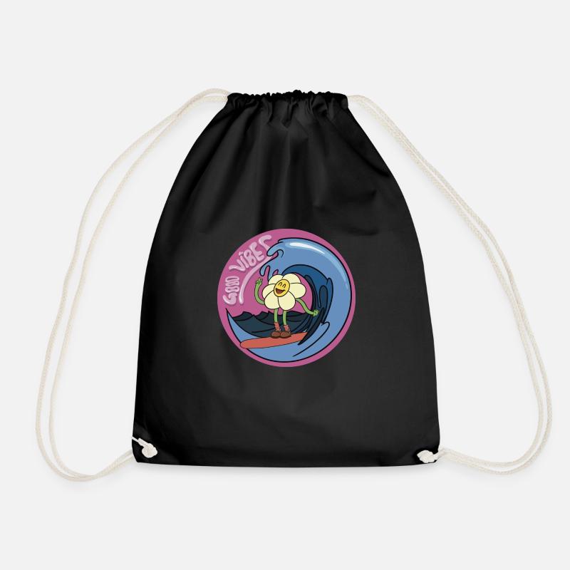 Flower Vibes - Drawstring Bag - black
