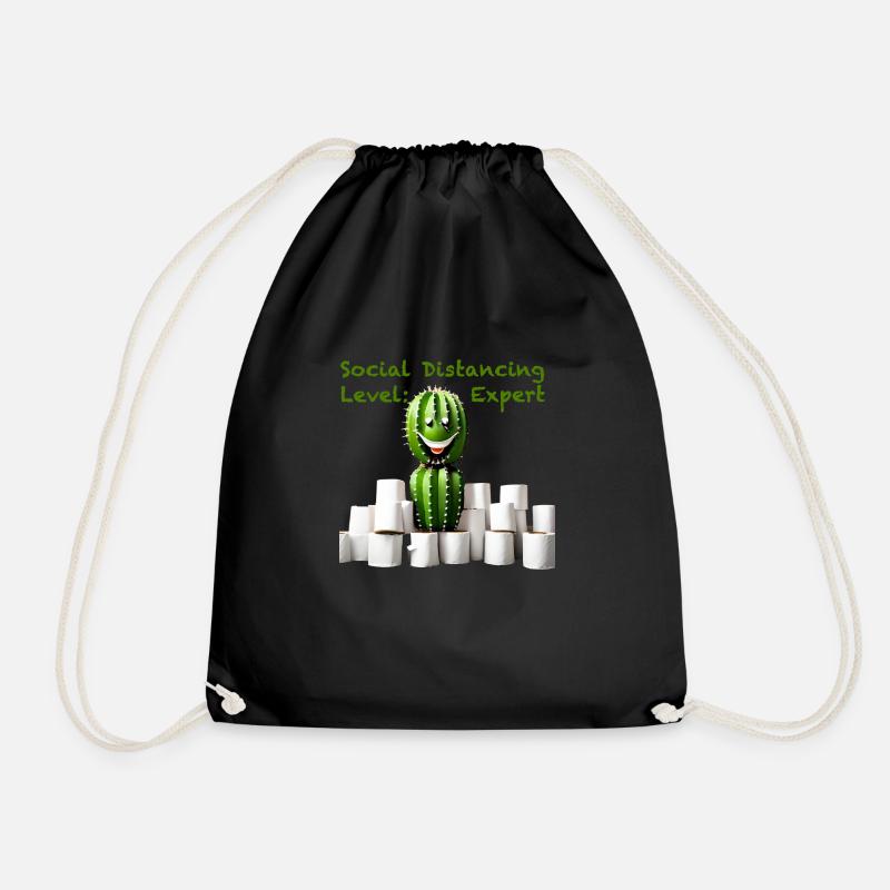 Social Distancing Level Expert - Drawstring Bag - black