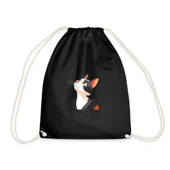 Katze schaut nach oben - Turnbeutel - Schwarz - Vorne