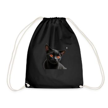 Black cat - Drawstring Bag - black - Front