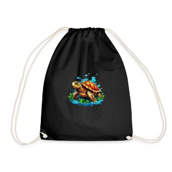 Cool Turtle - Drawstring Bag - black - Front