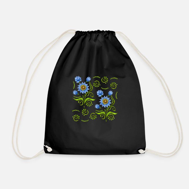 Flower - Drawstring Bag - black