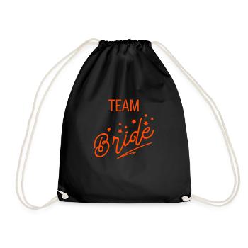 Team Braut Orange Hochzeit Bachelorette Handgeschrieben - Turnbeutel - Schwarz - Vorne