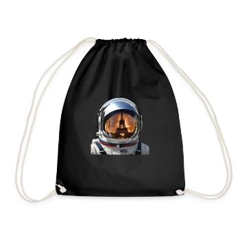 astronaute tour eiffel - Sac de sport léger - noir - Devant