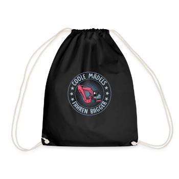 Cool girls driving excavator woman excavator driver - Drawstring Bag - black - Front